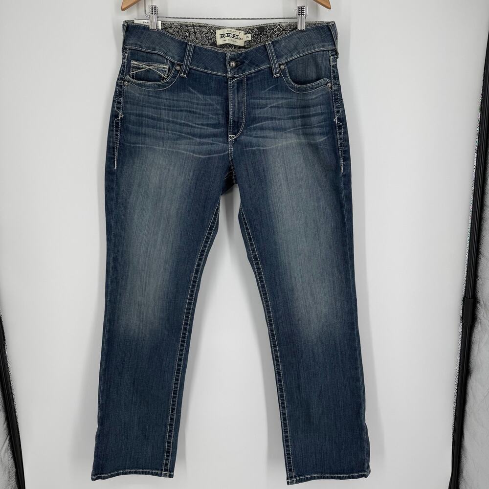 Ariat REAL Denim Rainstorm Straight Leg Riding Jeans SZ 33 R Ranch Cowgirl Farm